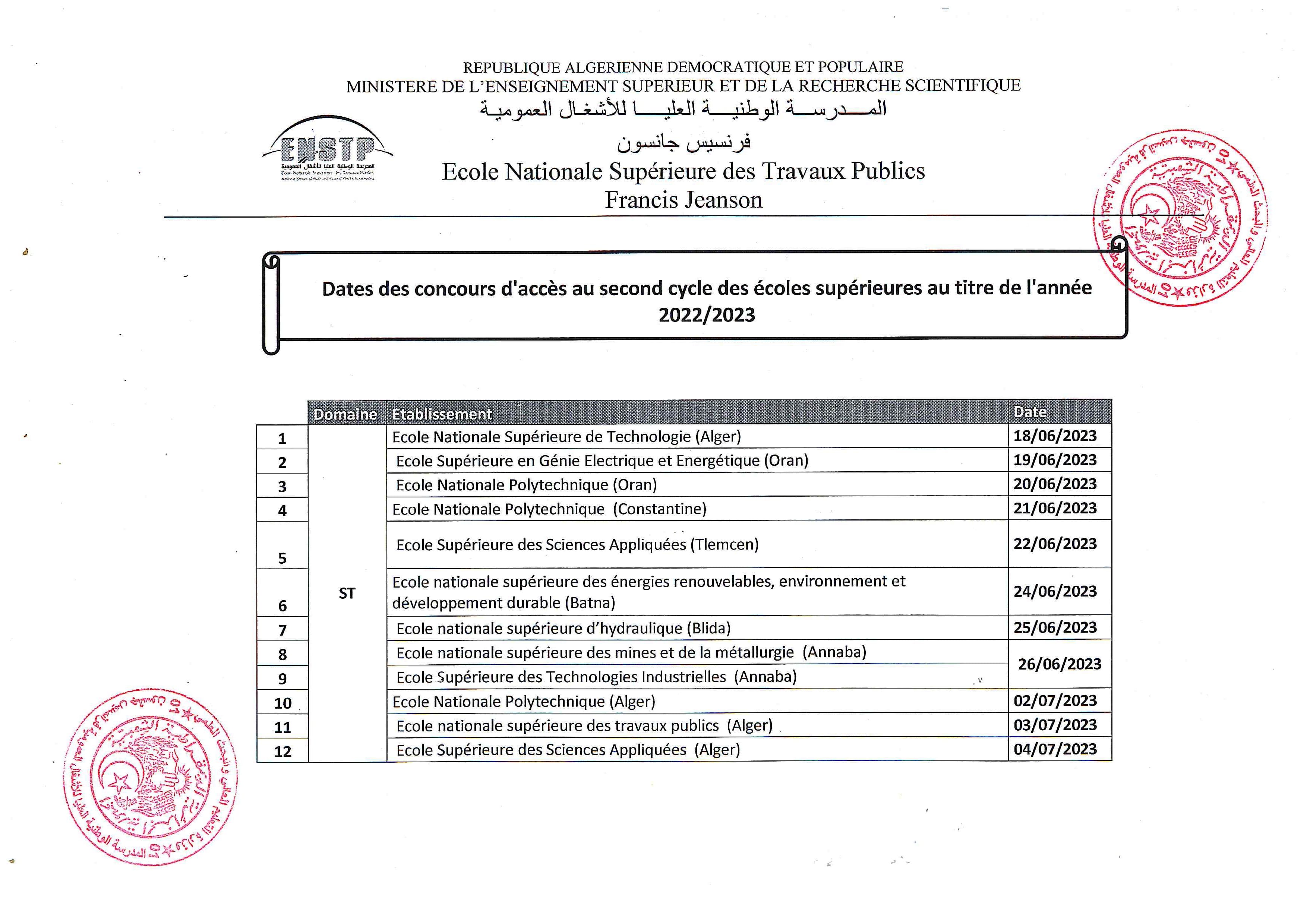 concours ST 2023
