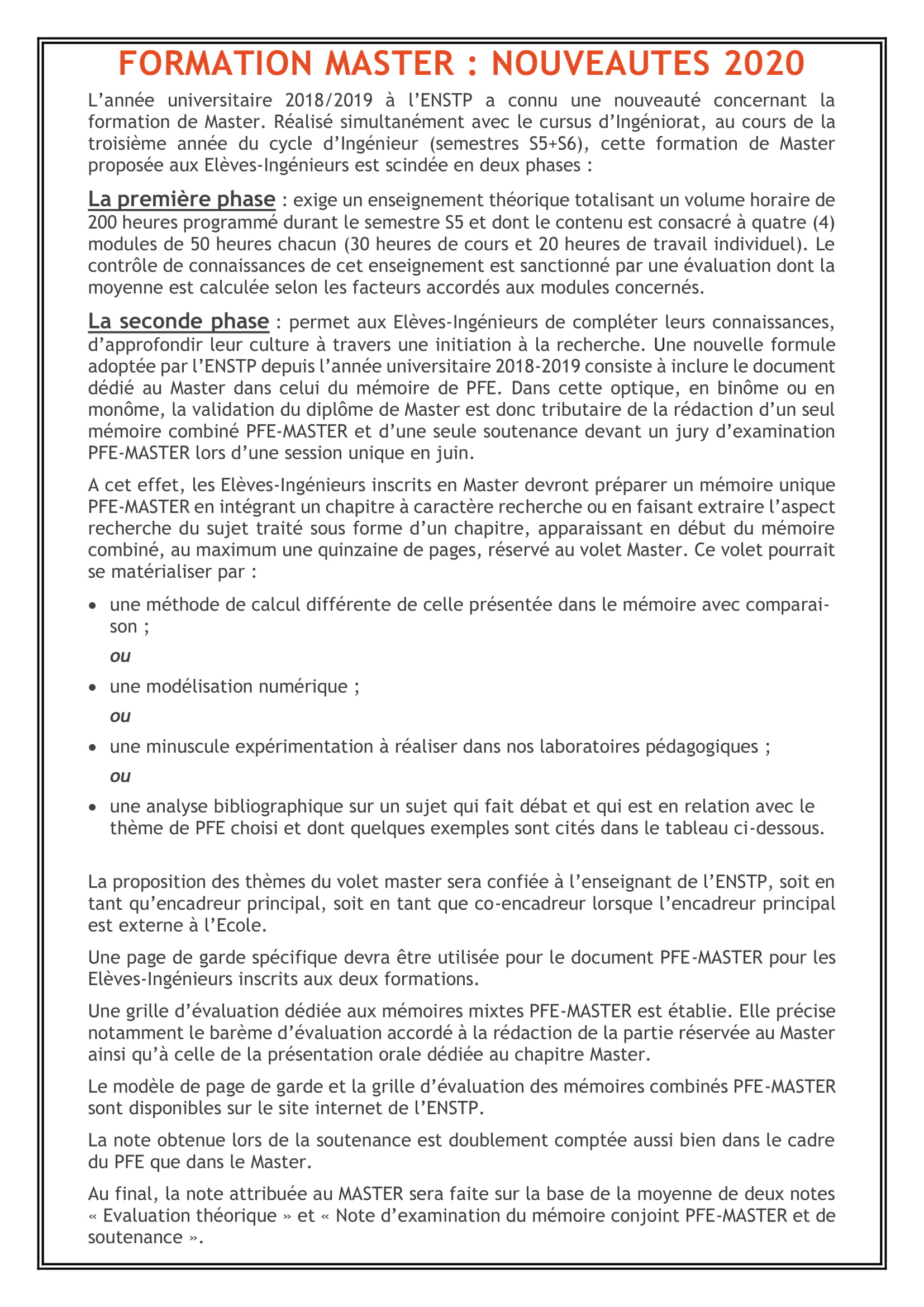 22 JANVIER 2020 Formation Master 2019 2020 ENSTP 1