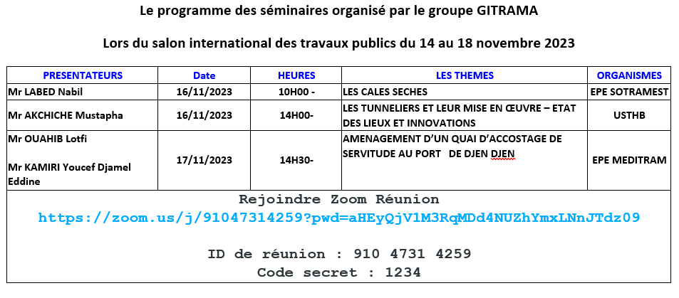 programme des séminaires 